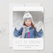 Eenvoudige witte kerstKaarten | Laat het sneeuwen Kaart (Voorkant)