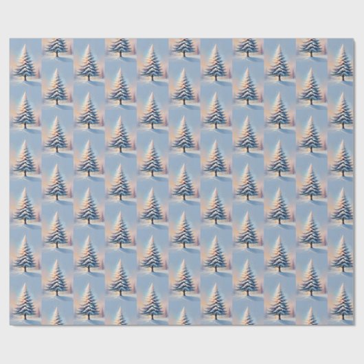 Eenvoudige witte kerstpijnboom op een zonnige dag cadeaupapier (Vlak)