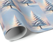 Eenvoudige witte kerstpijnboom op een zonnige dag cadeaupapier (Rol Hoek)