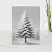 Eenvoudige witte kerstpijnboom op een zonnige dag feestdagen kaart (Achterkant)