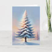 Eenvoudige witte kerstpijnboom op een zonnige dag feestdagen kaart (Voorkant)