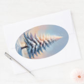 Eenvoudige witte kerstpijnboom op een zonnige dag ovale sticker (Envelop)
