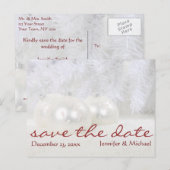 Eenvoudige witte kerstwinter Save the Date Aankondigingskaart (Voorkant / Achterkant)
