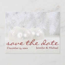 Eenvoudige witte kerstwinter Save the Date Aankondigingskaart