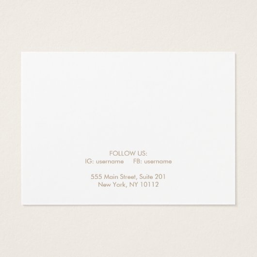 Eenvoudige witte Ketting of Armband Display Kaart (Achterkant)