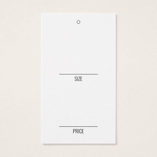 Eenvoudige Witte Kleding Display Prijs Kaart Hang (Achterkant)
