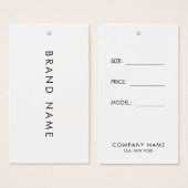 Eenvoudige Witte Kleding Display Prijs Kaart Hang (Voorkant /achterkant)