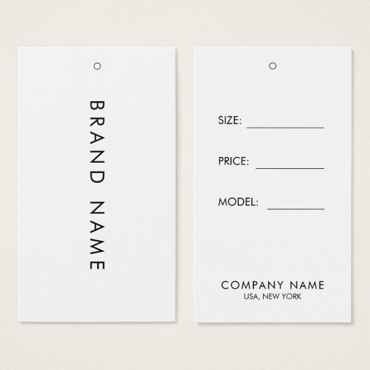 Eenvoudige Witte Kleding Display Prijs Kaart Hang  (Voorkant /achterkant)
