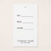 Eenvoudige Witte Kleding Display Prijs Kaart Hang (Achterkant)