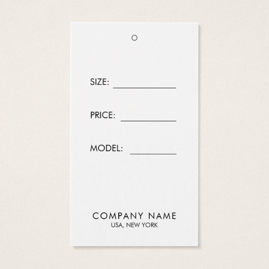 Eenvoudige Witte Kleding Display Prijs Kaart Hang (Achterkant)