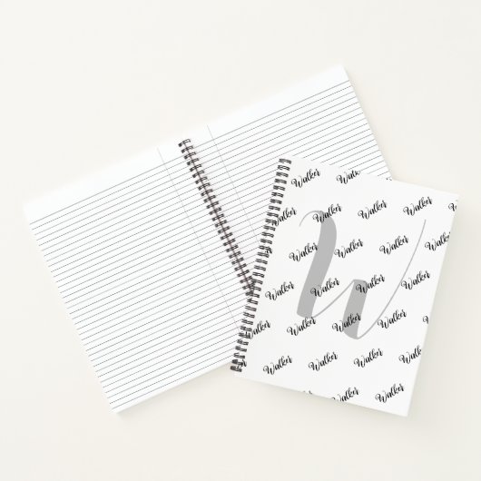 Eenvoudige witte kleur - Initiaal naam monogrammed Notitieboek (Binnen)