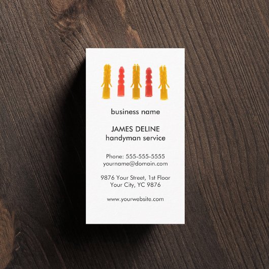 Eenvoudige Witte Kleurrijke Dowels Handyman Servic Visitekaartje