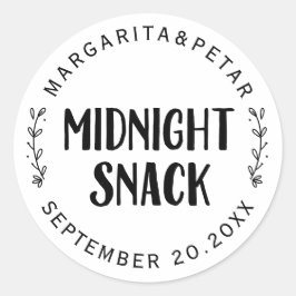 Eenvoudige Witte Landelijke Middennacht Snackzegel Ronde Sticker