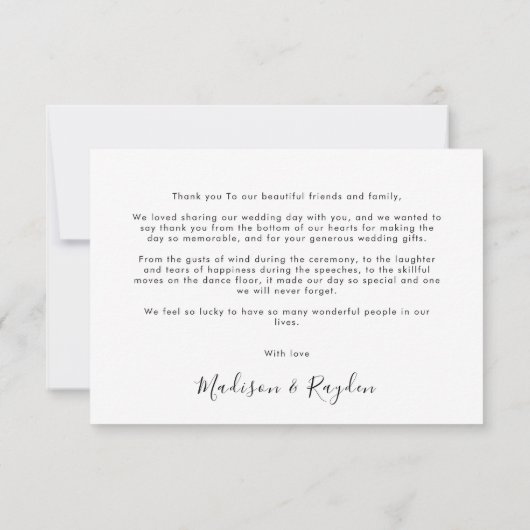 Eenvoudige witte landschap foto bruiloft bedankkaart (Achterkant)