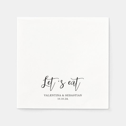 Eenvoudige witte laten eten bruiloft papieren serv servet (Voorkant)