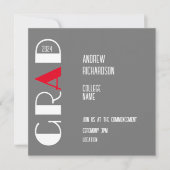 Eenvoudige witte letter rood afstudeerder college  aankondiging (Voorkant)