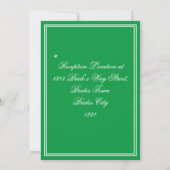 Eenvoudige witte lettertype details smaragdgroene  kaart (Achterkant)