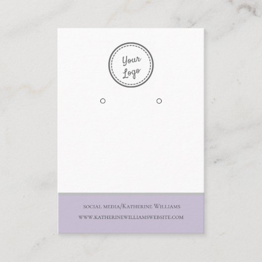 Eenvoudige Witte & Lila Oorbelvertoning QR Code Lo Visitekaartje (Voorkant)