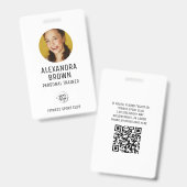 Eenvoudige witte logo QR-code ID foto toegang Badge (Voor- en achterkant)