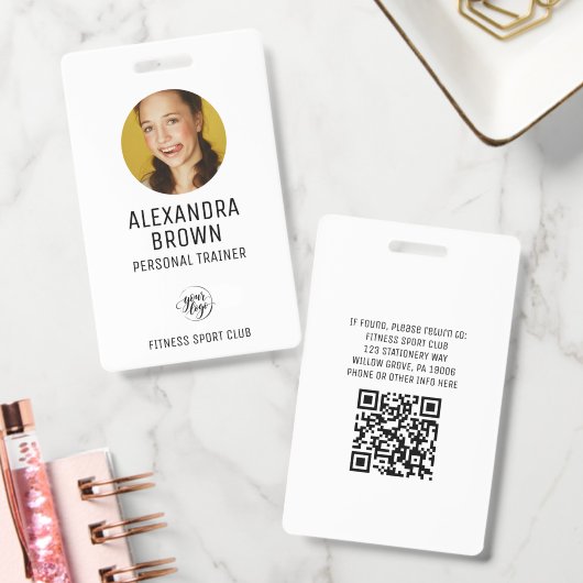 Eenvoudige witte logo QR-code ID foto toegang Badge (Kantoor)