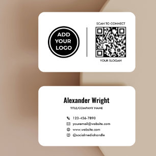 Eenvoudige witte logo scan code contact zakelijke  visitekaartje