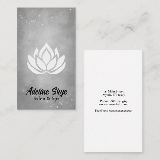Eenvoudige witte lotusbloem visitekaartje (Voorkant / Achterkant)