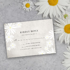 Eenvoudige Witte Madeliefjes Rustieke Boho Bruilof RSVP Kaartje