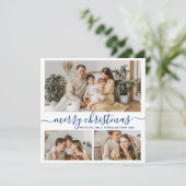 Eenvoudige witte marine 3 Foto-collage kerstmis Feestdagenkaart (Staand voorkant)