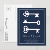 Eenvoudige Witte Marine Minimale Sleutel Bewegende Aankondigingskaart (Voorkant / Achterkant)