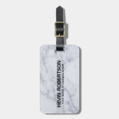 Eenvoudige, witte, marmer afdrukken bagagelabel (Voorkant verticaal)