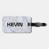 Eenvoudige, witte, marmer afdrukken bagagelabel (Achterkant horizontaal)