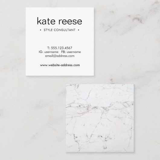 Eenvoudige witte marmer Professional Vierkante Visitekaartje (Voorkant / Achterkant)