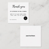 eenvoudige witte minimale moderne dank voor de bed vierkante visitekaartje (Voorkant / Achterkant)