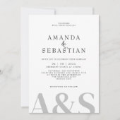 Eenvoudige witte minimalistische elegante bruiloft kaart (Voorkant)