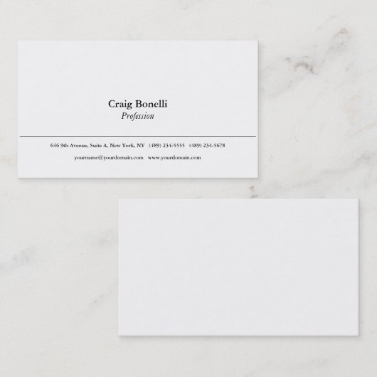 Eenvoudige witte minimalistische moderne professio visitekaartje (Voorkant / Achterkant)
