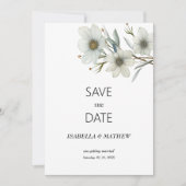 Eenvoudige witte mint lente bloem Save the Date Kaart (Voorkant)