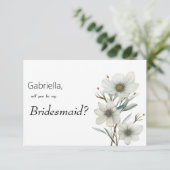 Eenvoudige witte mintgroene lente bloemige bruidsm kaart (Staand voorkant)