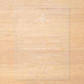 Eenvoudige Witte Moderne Bloemige Monogram Trouw T Acryl Uitnodigingen (Voorkant)