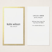 Eenvoudige, witte, moderne gouden rand visitekaartje (Voorkant /achterkant)