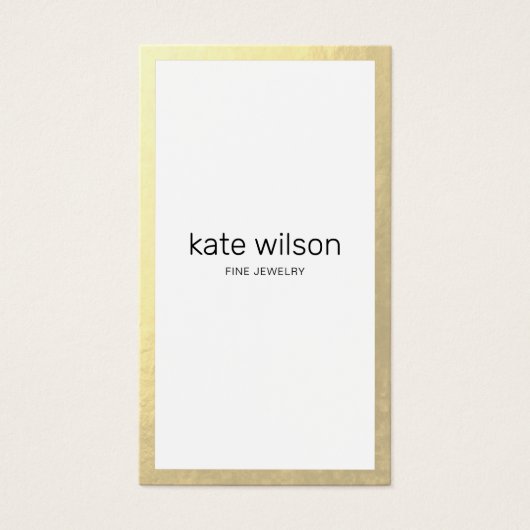 Eenvoudige, witte, moderne gouden rand visitekaartje (Voorkant)
