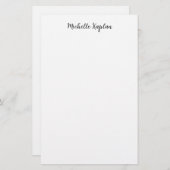Eenvoudige Witte Moderne Naam Bewerken Calligrafie Briefpapier (Voorkant / Achterkant)