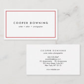 Eenvoudige, witte, moderne professional met rode r visitekaartje (Voorkant / Achterkant)