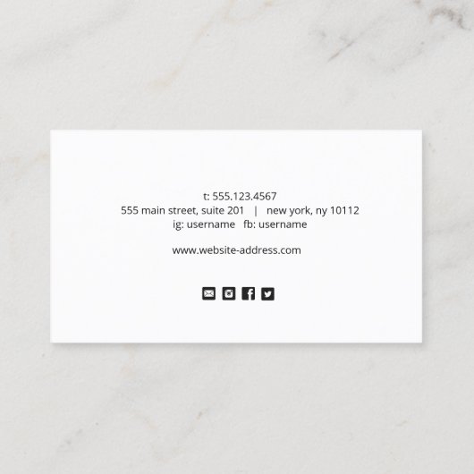 Eenvoudige witte, moderne sociale media-pictogramm visitekaartje (Achterkant)