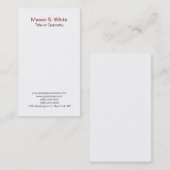 Eenvoudige, witte, moderne, verticale, rechte visitekaartje (Voorkant / Achterkant)