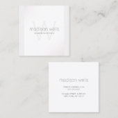 Eenvoudige witte Monogram Professional Vierkante Visitekaartje (Voorkant / Achterkant)