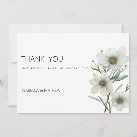 Eenvoudige witte munt groene lente bloesem Dank U Kaart (Voorkant)