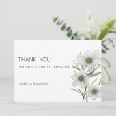 Eenvoudige witte munt groene lente bloesem Dank U Kaart (Staand voorkant)
