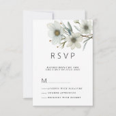 Eenvoudige witte munt groene lente bloesem RSVP Kaart (Voorkant)