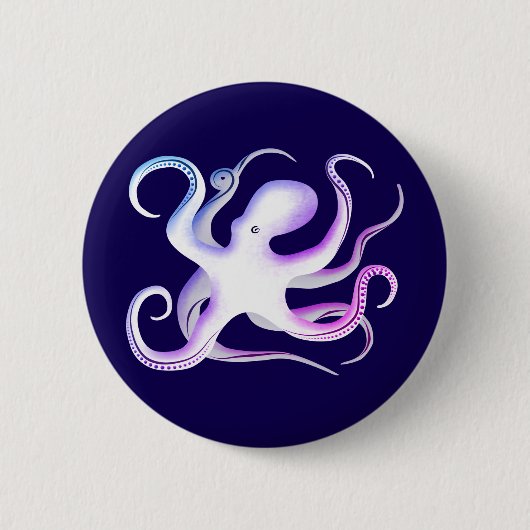 Eenvoudige witte octopus ronde button 5,7 cm (Voorkant)