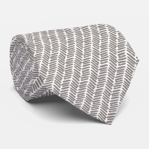 Eenvoudige Witte Olifant Grijze Abstracte Chevron Stropdas